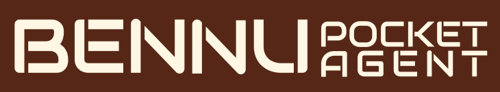 The Bennu and PocketAgent wordmarks side by side in cream on Roast