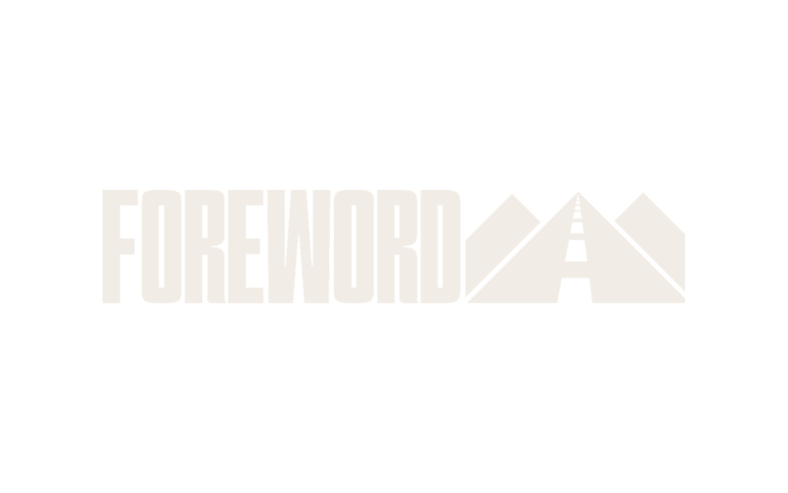 Concept Three: the Foreword wordmark beside a geometric mark of a road climbing between mountain peaks